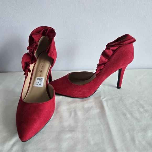 Christian Siriano Women's Red Ruffle Heels - Picture 2 of 5